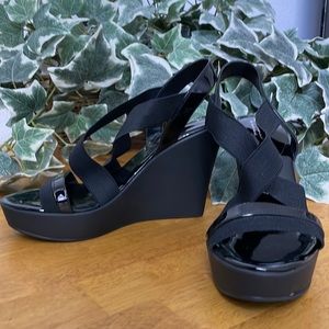 Brand New Charles by Charles David Black Patent Leather Platform Wedges, Size 8